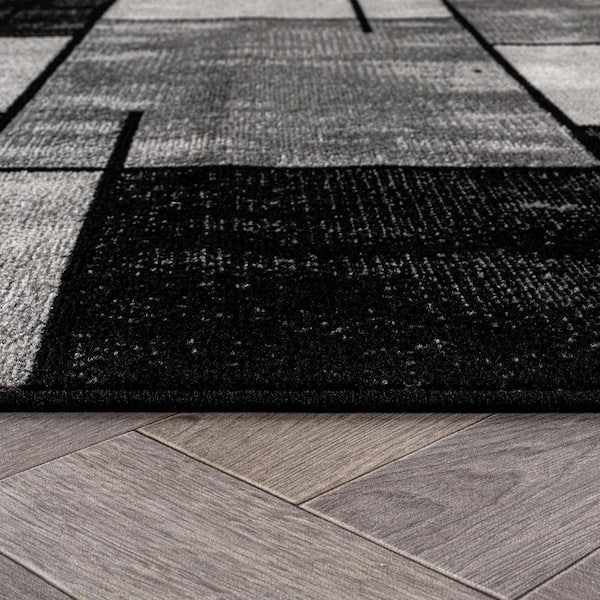 Modern Linear Runner Rug for Living Room, Bedroom, or Entryway 2 ft. x 8 ft. Black