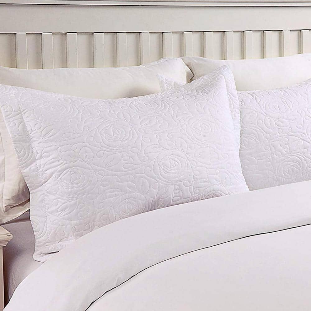 White King Size Embroidered Cotton and Polyester Sham