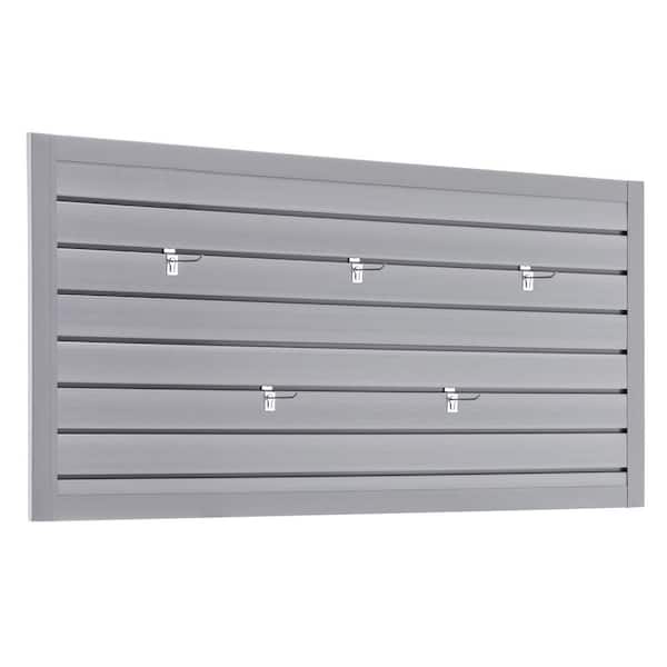 4 ft. x 2 ft. Outdoor PVC Slat Wall Panels Patio & Garage and Home Storage System Heavy Duty Interlocking Design in Gray