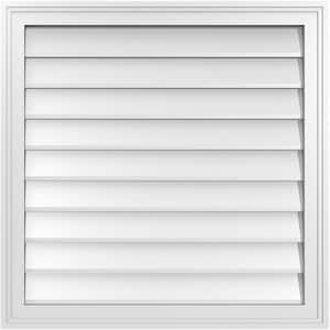 28 in. x 28 in. Vertical Surface Mount PVC Gable Vent: Decorative with Brickmould Frame