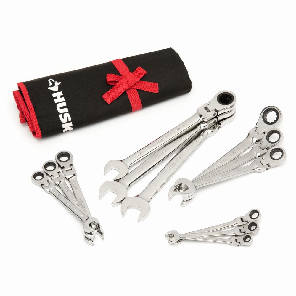 Husky SAE Flex Head Ratcheting Wrench Set (12-Piece) HFRW12PCSAE - The Home Depot