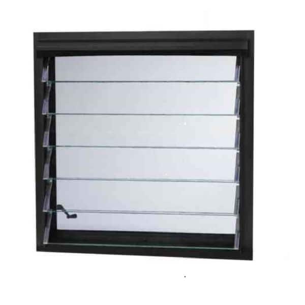 TAFCO WINDOWS 23 in. x 23.375 in.Jalousie Utility Louver Aluminum Screen Window - Bronze