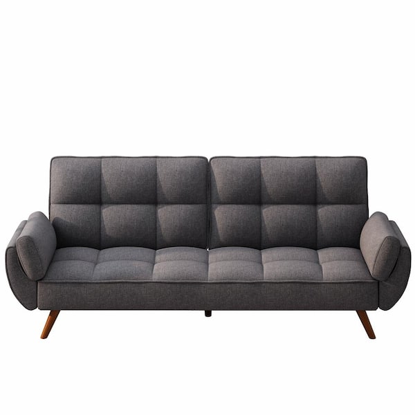 Unbranded 83.1 in. W Gray Linen Fabric Twin Size Sofa Bed