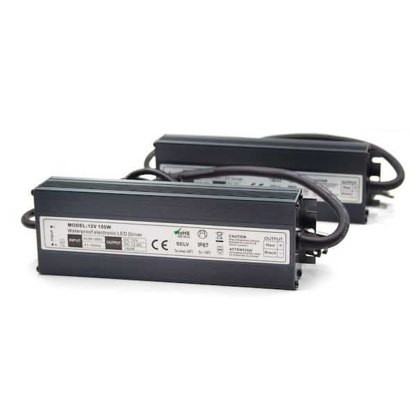 2 Pack 12V 150W LED Driver Waterproof Power Supply Transformer 85V - 265V AC to 12V DC for LED Lights