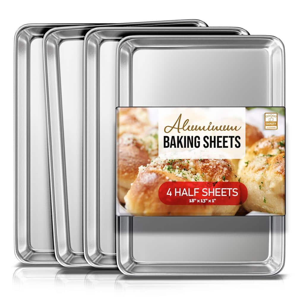 EATEX 4-Pack Aluminum Half Sheet Baking Sheet Pan, Steel Nonstick ...