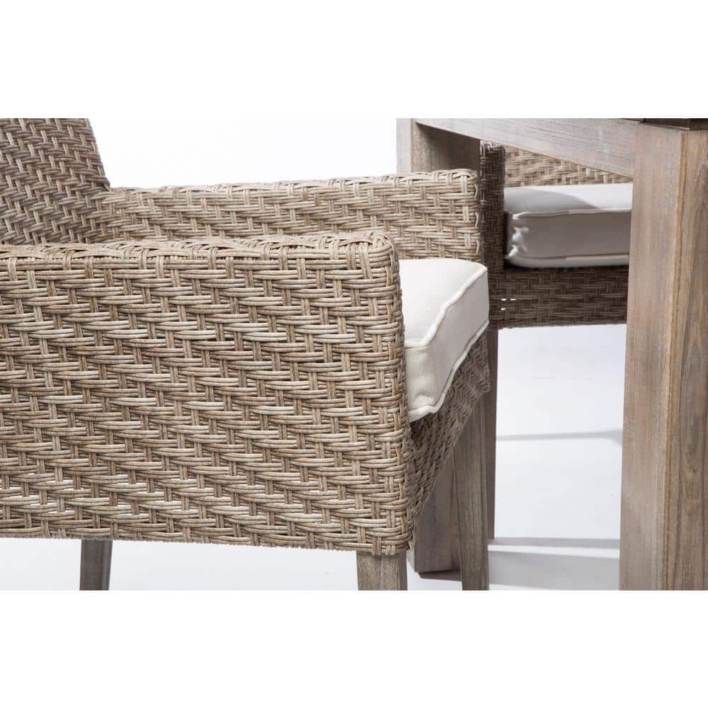 71" Driftwood Eucalyptus and Wicker Patio Dining Set for 6