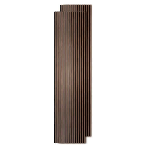 Walnut Wood Slat Wall Panels 2-Pack 106 in. x 23.6 in. Acoustic Soundproof 3D Fluted Panels for Interior Wall Decor