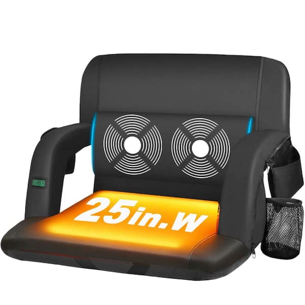 Oversized Heated Stadium Seat with 3-Level Heating, 6-Level Massage, Waterproof Bleacher Chair with 6Positions, 25 in. W