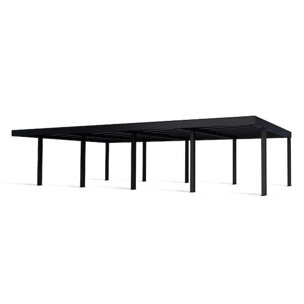 Oslo 20 ft. x 40 ft. Black/Gray Opaque Double Carport