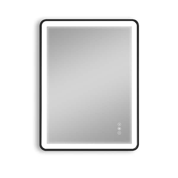 EPOWP 23.6 in. W x 31.5 in. H Rectangular Aluminum Framed Dimmable Wall Bathroom Vanity Mirror in Gold