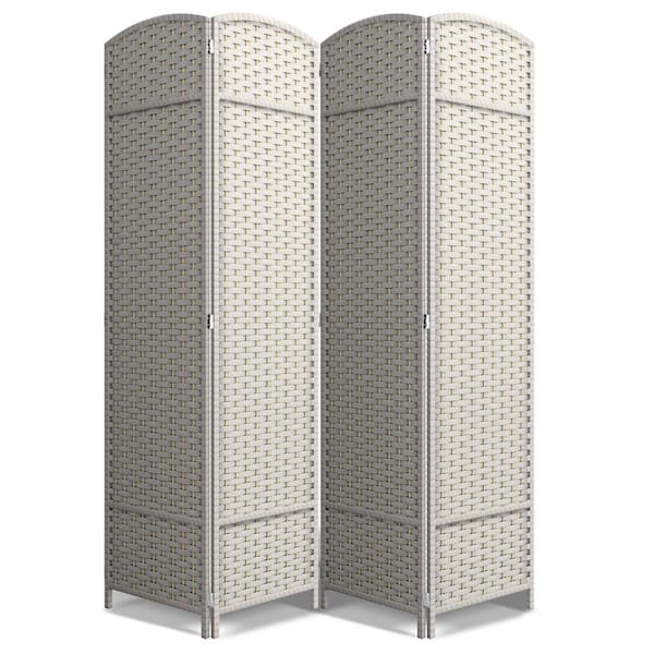 4 Panel Room Divider 6 ft. Tall, Extra Wide Double Hinged Privacy Screen Panels, Partition Room Dividers, Beige Solid