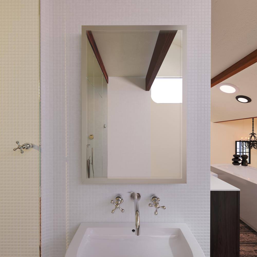 Nuova 24 in. W x 36 in. H Framed Rectangular Bathroom Vanity Mirror in Poli