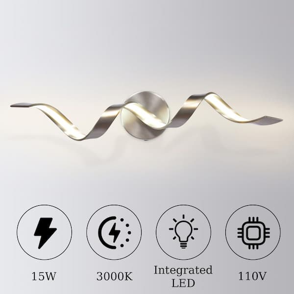 23.6" Nickel Swirled LED Wall Sconce 15-Watt 3000K Bathroom Vanity Light, Picture Light & Hallway Fixture