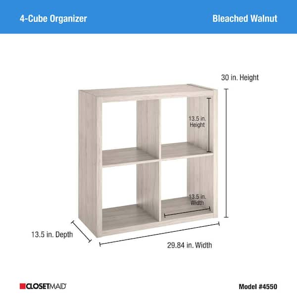 ClosetMaid 4550 30 in. H x 29.84 in. W x 13.50 in. D Bleached Walnut Wood Large 4-Cube Organizer - 3