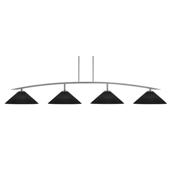 Siena 4-Light Graphite Billiard Light with 16 in. Black Matrix Glass Shades, no bulbs included
