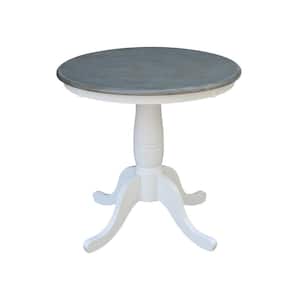 30 in. Round White/Heather Gray Solid Wood Dining Table