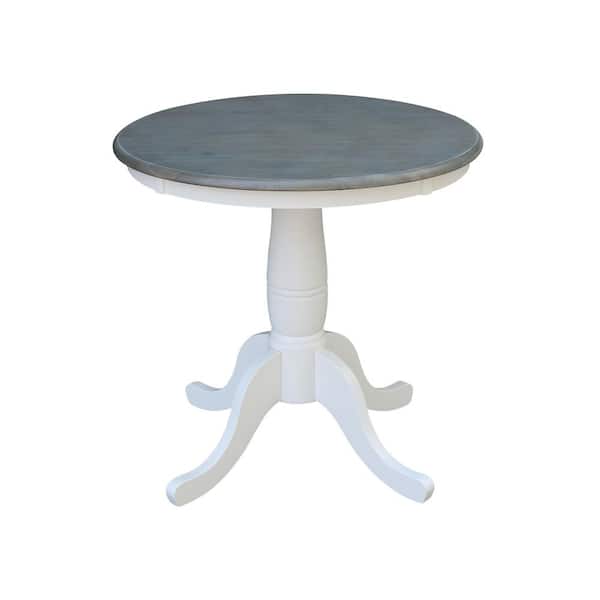 International Concepts 30 in. Round White/Heather Gray Solid Wood Dining Table