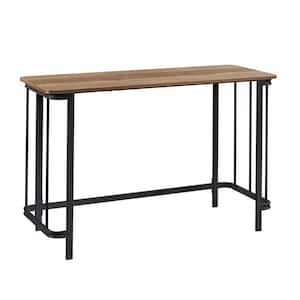 Station House 47.244 in. Etched Oak Writing Desk with Metal Frame