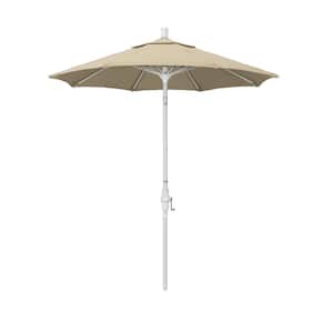 7.5 ft. Matted White Aluminum Market Collar Tilt Patio Umbrella Fiberglass Ribs and in Beige Sunbrella