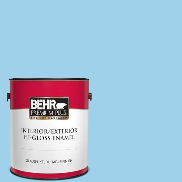BEHR PREMIUM PLUS 1 gal. #P500-3 Spa Blue Hi-Gloss Enamel Interior/Exterior Paint