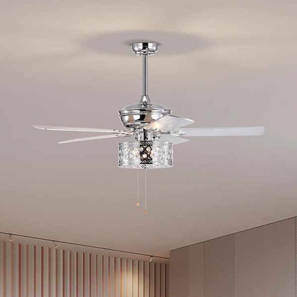 JESHUA 20.4 in. of Indoor/Outdoor Chrome Housing Modern Ceiling