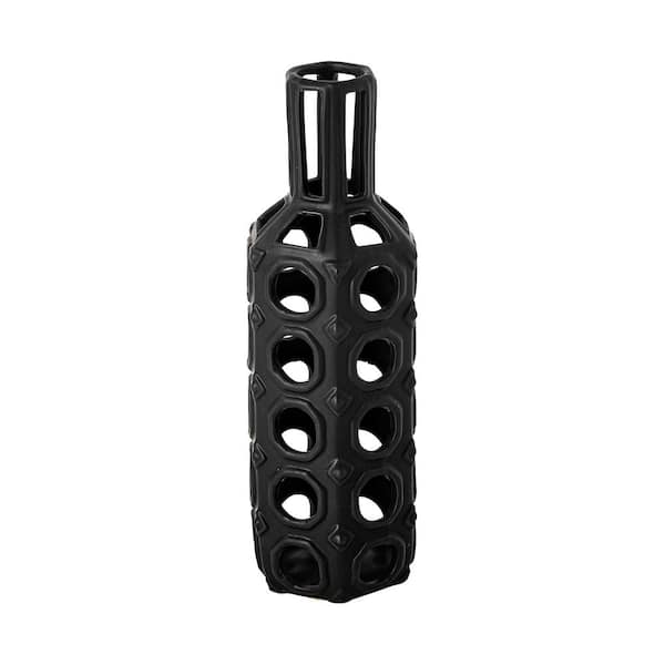 Mercana Brunel Large Black Drum-Shaped Ceramic Vase