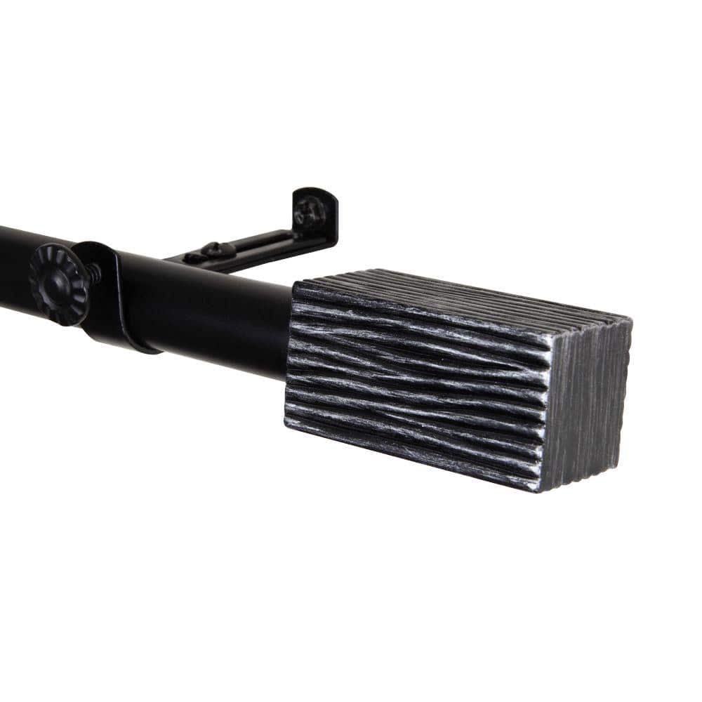 48 in. - 84 in. Black Telescoping Single Curtain Rod Kit with Alder Finial price history on PriceWatchPro
