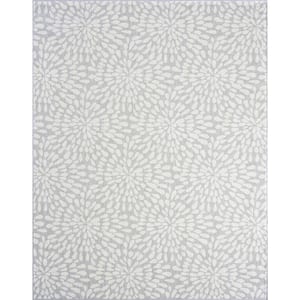 Eco Floral Gray 9 ft. x 12 ft. Indoor/Outdoor Area Rug