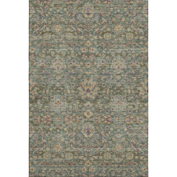 Mayfield Premium Machine Washable Abstract AMF2485 Basil 8 ft. x 10 ft. Area Rug