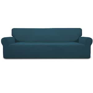 Stretch 4-Seater Sofa Slipcover 1-Piece Sofa Cover Furniture Protector Couch Soft with Elastic Bottom, Deep Teal