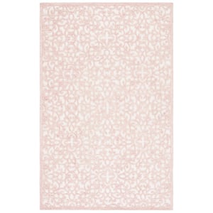 Martha Stewart Ivory/Pink 9 ft. x 12 ft. Abstract Floral High-Low Area Rug
