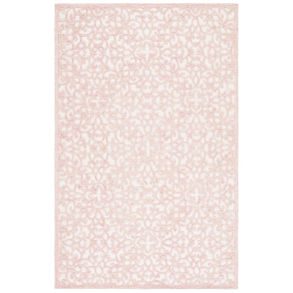 SAFAVIEH Martha Stewart Ivory/Pink 9 ft. x 12 ft. Abstract Floral High-Low Area Rug