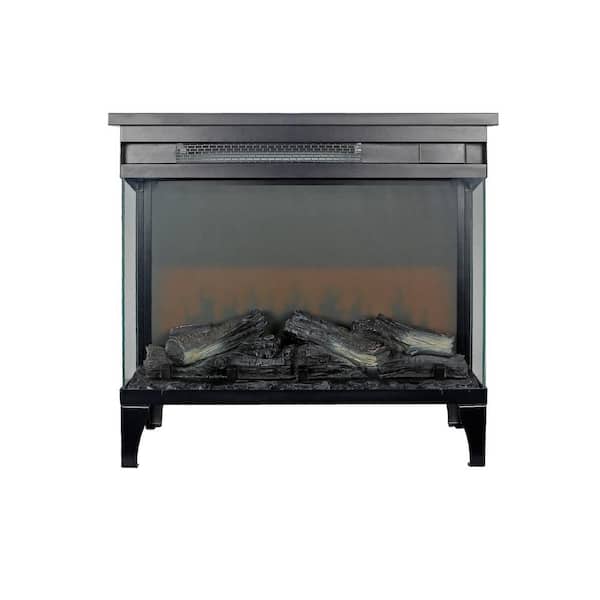 24 in. Freestanding Electric Fireplace in Antique Black with Remote Control