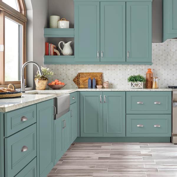 1 gal. #PPU13-08 Venus Teal Satin Enamel Interior/Exterior Cabinet, Door & Trim Paint