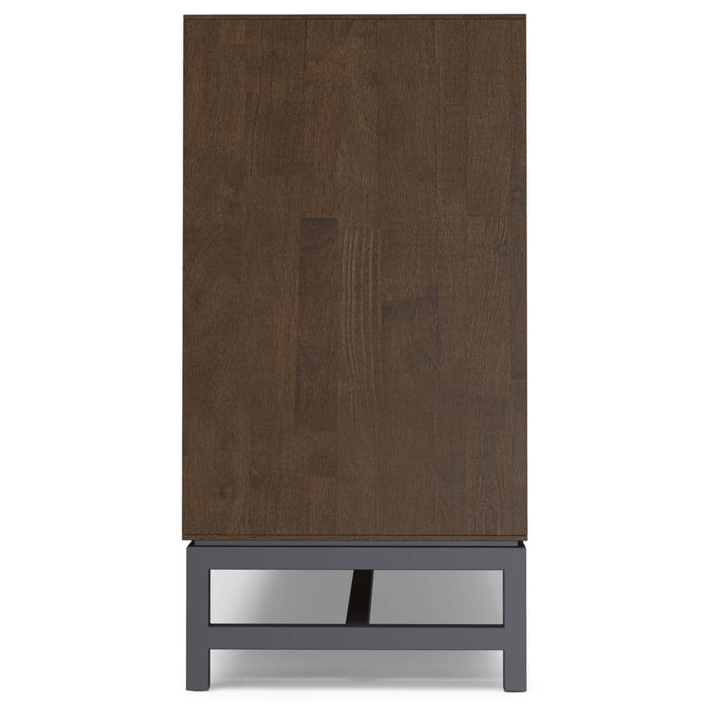 Walnut Brown Solid Hardwood and Metal 4-Door Sideboard Buffet