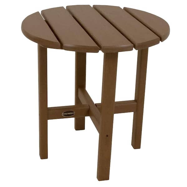 POLYWOOD 18 in. Teak Round Patio Side Table