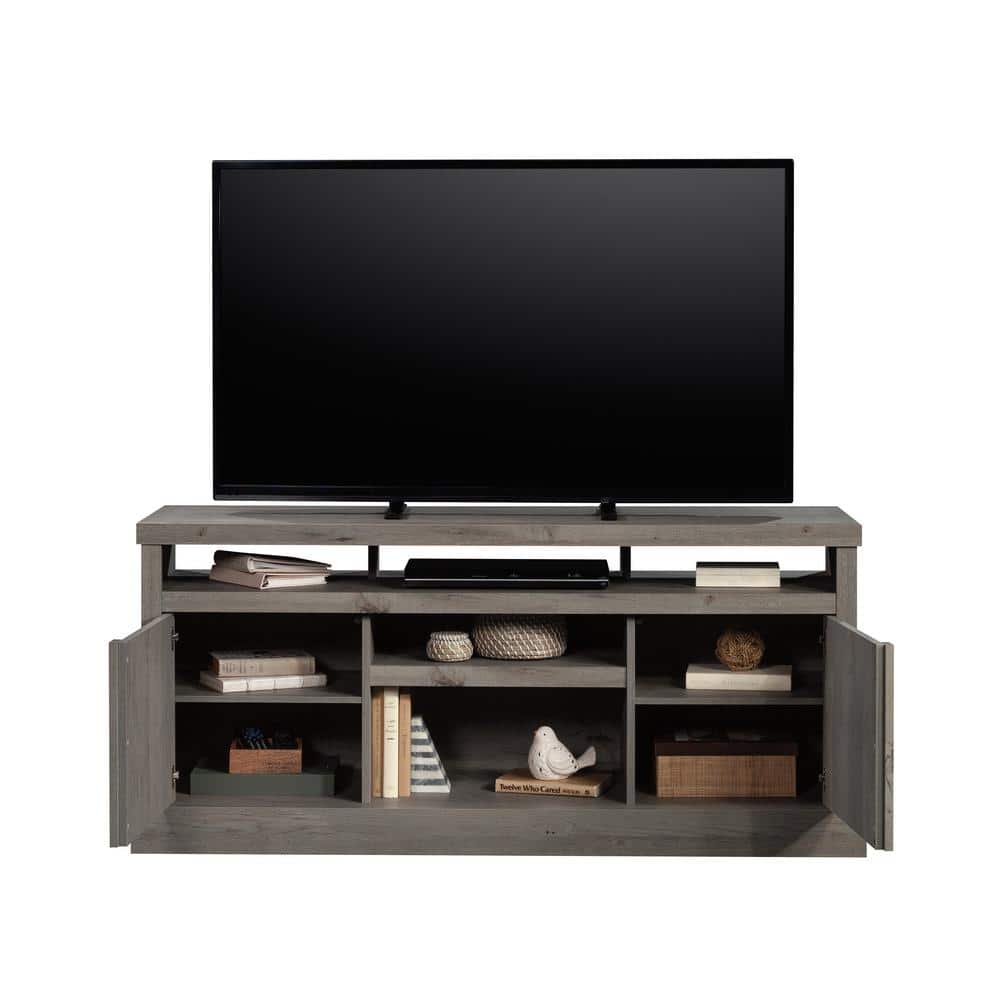 Mystic Oak TV Stand with Adjustable Shelves and Cabinet