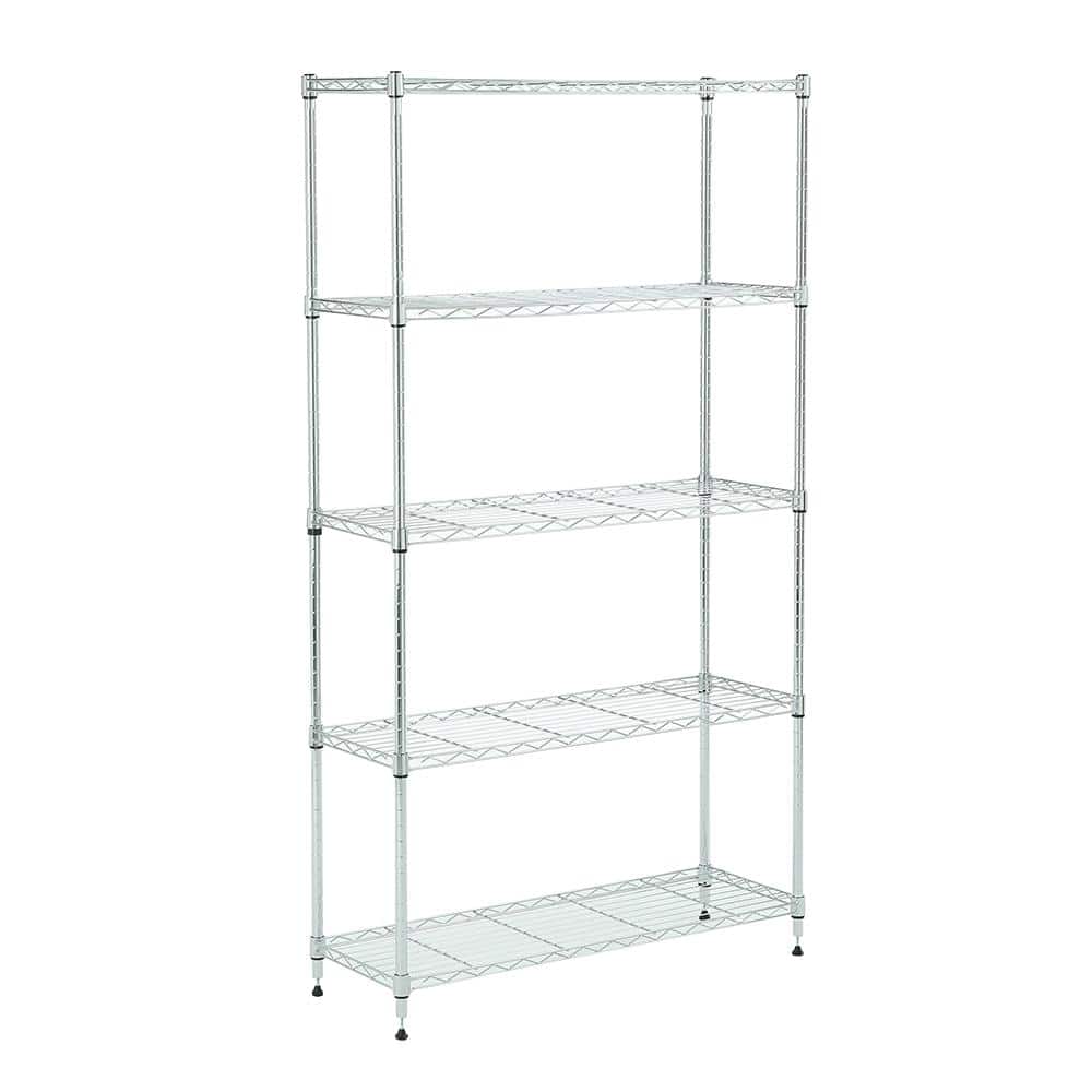 Adjustable Chrome 5-Tier Wire Shelving Unit