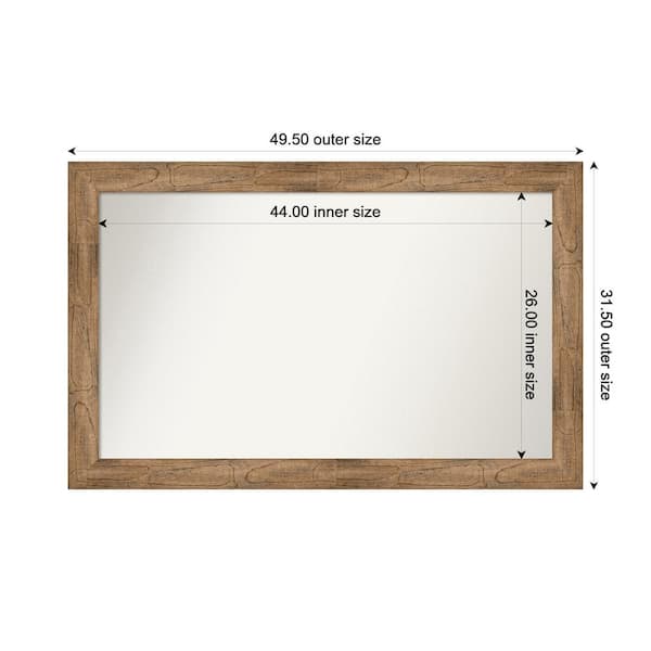 Amanti Art Owl Brown 49.5 in. W. x 31.5 in. Custom Non-Beveled Wood Framed Bathroom Vanity Wall Mirror