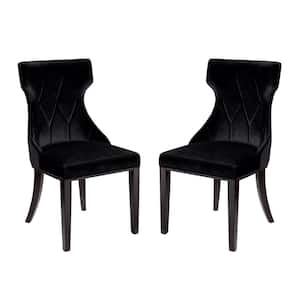 Reine Black and Walnut Velvet Dining Chair (Set of 2)