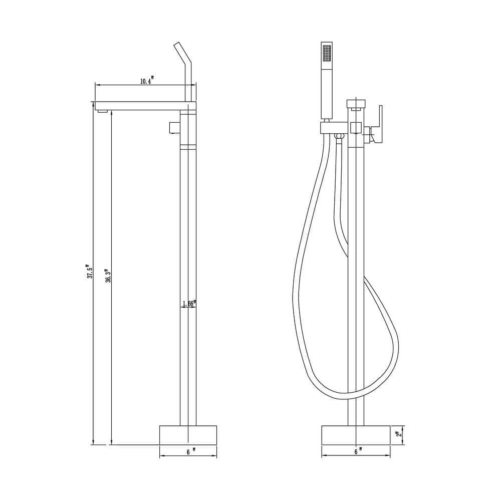 Oil Rubbed Bronze Freestanding Floor Mount Tub Faucet with Hand Shower