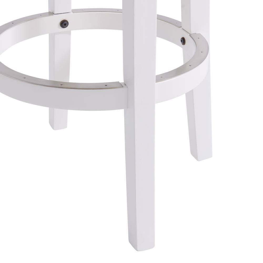 Clara White and Gray Swivel Backless Bar Stool