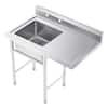 Wilprep 39 In. Stainless Steel Kitchen Sink Commercial Work Table ...