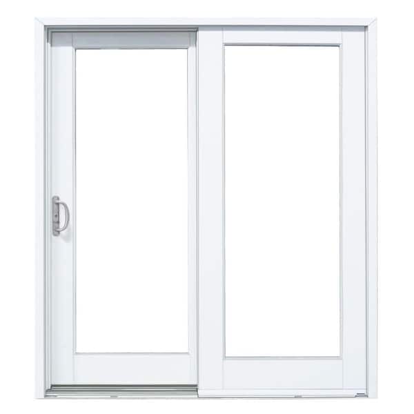 MP Doors 60 in. x 80 in. Woodgrain Interior and Smooth White Left-Hand Composite PG50 Sliding Patio Door