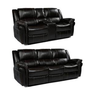 193.7 in. Slope Arm Big and Tall Leather Sofa L-Shaped Design, with Cup Holders and Foot Rests in Brown