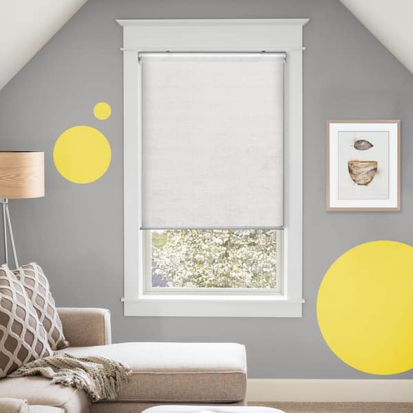 YELLOW BLINDS White Cordless Light Filtering UV Protection Polyester Roller Shade for Window 39 in. W x 72 in. L