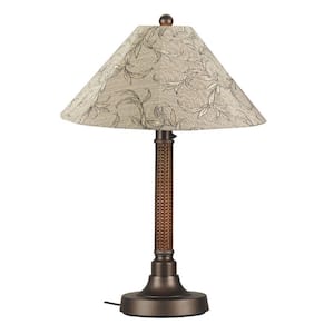 Bahama Weave 34 in. Red Castagno Outdoor Table Lamp with Bessemer Shade