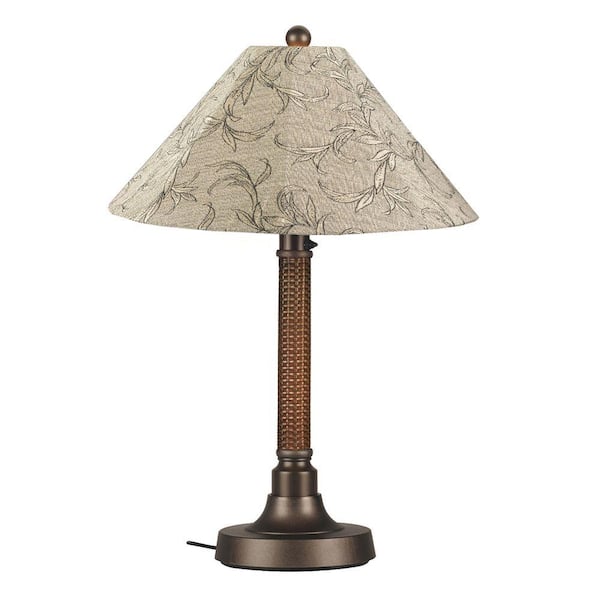 Patio Living Concepts Bahama Weave 34 in. Red Castagno Outdoor Table Lamp with Bessemer Shade