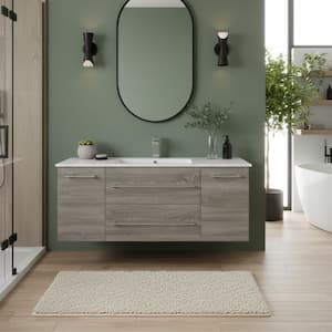 Kato 48 in. W x 19 in. D x 20 in. H Single Sink Wall Bathroom Vanity Cabinet in Dorato with Cultured Marble Top in White