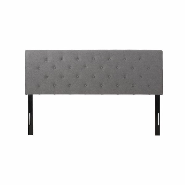 Noble House Atterbury Gray Charcoal Grey King Upholstered Headboard ...